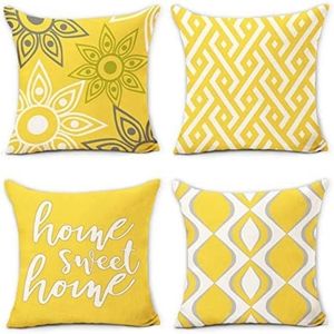 Decorative Throw Pillow Covers Yellow|Grey